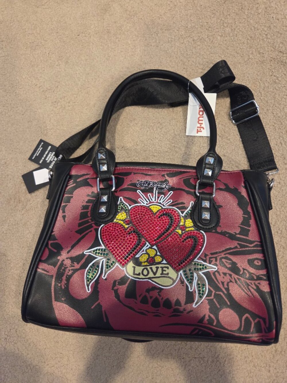 Ed Hardy NWT Red Love Beaded Handbag